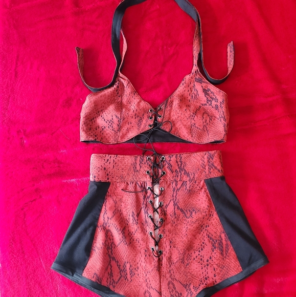 twisteddagger Pants - Handmade 2 pieces lace up ensemble